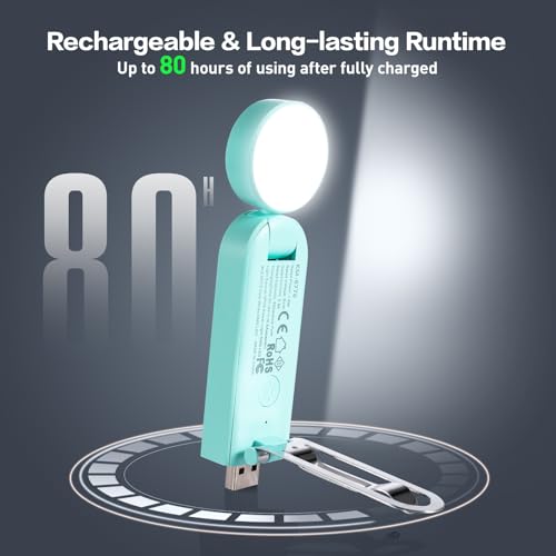 VAVOFO USB Rechargeable Book Light, Blue Light Blocking, Amber Light Clip On Bookmark Shaped Reading Light, Eye Care 6 LEDs Book Light for Bookworms Reading in Bed with 9 Lighting Modes (Powder Green) - color: Powder Green