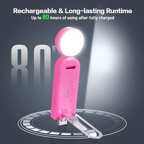 VAVOFO USB Rechargeable Book Light, Blue Light Blocking, Amber Light Clip On Bookmark Shaped Reading Light, Eye Care 6 LEDs Book Light for Bookworms Reading in Bed with 9 Lighting Modes (Rose) - color: Rose