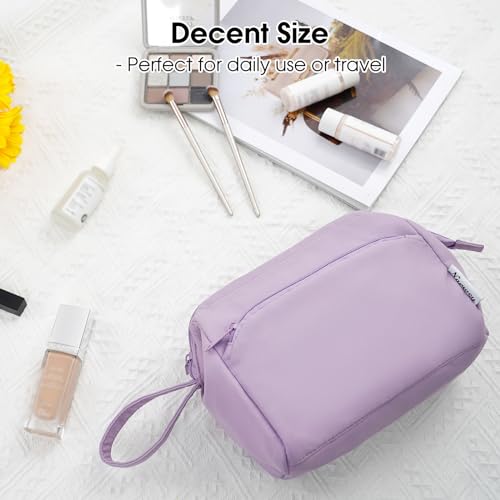 Narwey Makeup Bag Women Wide-open Make up Bag Travel Cosmetic Bag Organizer Toiletry Bag for Cosmetics Toiletries Accessories (Purple) - color: Purple