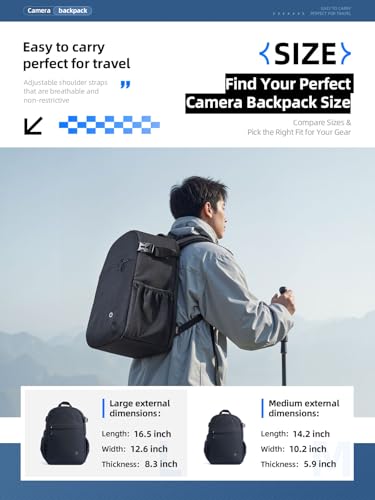 llano Compact Camera Backpack for DSLR/SLR/Mirrorless,Photography Bag with Laptop Slot (for 14" MacBook) & Tripod Holder, Ideal for Travel & Outdoor (for Canon, Nikon, Sony), Small, Black,10L Capacity - size: 10L