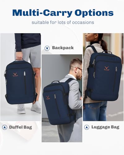 Hynes Eagle Carry on Backpack 38L Large Travel Backpack for Women Flight Approved Weekender Bag Laptop Backpack Men 15 inches Dark Blue - color: Dark Blue