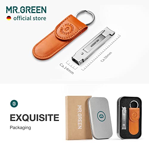 MR.GREEN Collapsible Nail Clippers Small and Thin Portable Travel Nail Scissors Cutter Stainless Steel Manicure Tools with Nail Files (Orange Leather Case+ Iron Box) Multicoloured - size: Orange Leather Case + Iron Box