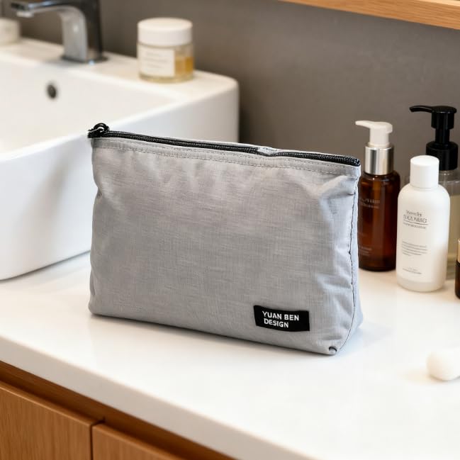 Waterproof Travel Storage Pouch – Ultra-Light, Multi-Functional Organizer for Cosmetics and Miscellaneous Items (Grey) - color: Grey