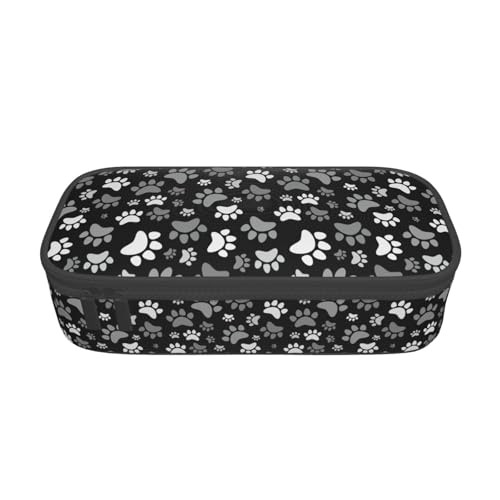 Perinsto Black And White Dog Animal Paws Pencil Case Big Capacity Multi Compartment Stationery Box Pencil Pouch Holder Desk Organizer For School Office Home - color: Paws #01
