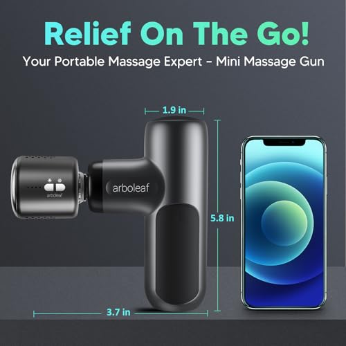 arboleaf Mini Thermacool Massage Gun, Heat and Cool Muscle Massager for Back Pain Relief, Hot Cold Percussion Massage, Heated Travel Massager Handheld Quiet, Gifts for Him Her - color: Midnight Gray