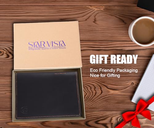 STAR VISTA Phoenix Leather Passport Holder, Full Grain Cowhide Travel Wallet - RFID Blocking, ID Window, Zipper Pocket, Pen & Notebook Included, Dark Chocolate - color: Dark Chocolate Cowhide