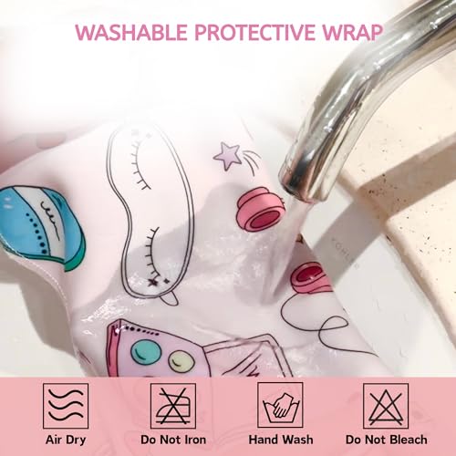 Self-Adhesive Magic Cloth Makeup Bag & Multi-Use Organizer|17.7"x17.7" Portable Travel Cosmetic Bag, Camera Lens Protector, Laptop Sleeve|Beauty Cuties Design Reusable Washable Storage Wrap - size: 17.7''x 17.7", style: Beauty Cuties