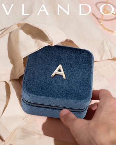 VLANDO Girls Fashion Jewelry Box Mini Case - Dark Blue, Initial - Y - color: Dark Blue, size: Letter Y