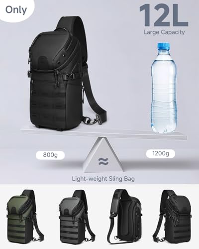 Somago Crossbody Sling Backpack Sling Bag Travel Hiking Chest Bag Daypack Single Shoulder Bag (Black) - color: Black