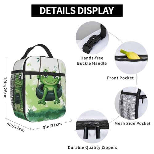 Insulated Lunch Box for Kids Boys Girls, Reusable Lunch Bag for School, Office, Work, Picnic, Travel, Cute Green Frog Lunch Box - color: lunch box 115