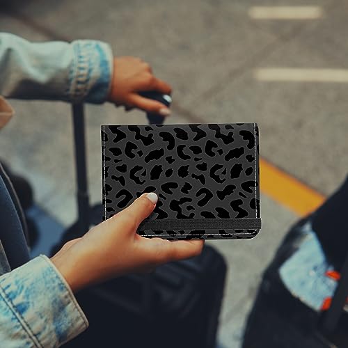 Cute Passport Holder and Holder Combo Passport Cover with RFID Blocking Women Men Compatible Wallet Credit Card Protector(Black Grey Leopard Cheetah Pattern) - color: Black-D2