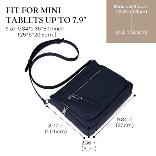 befen Anti Theft Genuine Leather Crossbody Bags for Women Handbags and Shoulder Basg with Built in Wallet RFID Leather Purse - color: Navy Blue-aa