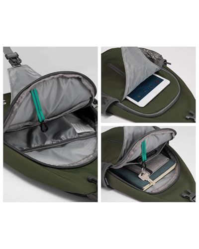 WATERFLY Crossbody Sling Backpack Sling Bag Travel Hiking Chest Bags Daypack (Dark Green) - color: Dark Green