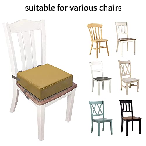 Toddler Booster Seat for Dining Table, PU Washable Double Safe Straps Non-Slip Bottom Booster Seat Dining Toddler, Portable Travel Increasing Cushion (Khaki) - color: Khaki