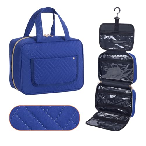 Hanging Toiletry Bag for Women Cosmetic Toiletries Travel Bag, Blue - color: Blue