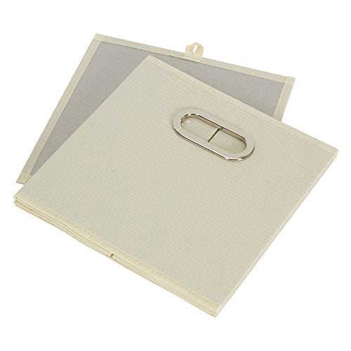 Fabric Storage Bins 6 Piece Set, Strong Poly-Woven Fabric, Sturdy Chipboard Sides, Grommet Front Handle, Stackable and Foldable, Classic Design, Cream - color: Cream, size: 11” L x 11” W x 11” H