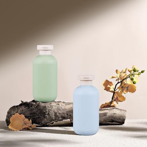 10 oz Plastic Travel Shampoo Bottles, Refillable Flip Cap Squeeze Bottles for Toiletries, Large Leakage-proof Travel Shampoo and Conditioner Container (Blue and Green) - color: Green+Blue, size: 300ml/10 oz