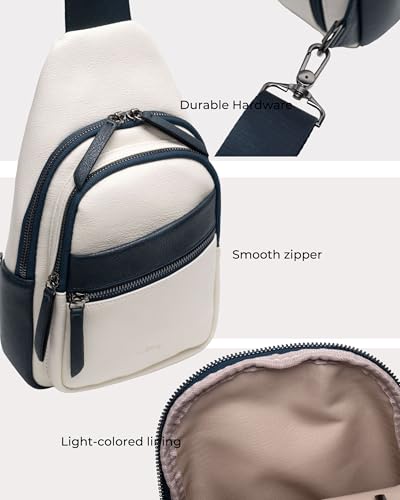 Alldaily Large Sling Bag for Women Crossbody Purse Leather Fashionable Trendy Chest Bag for Travel, Fanny Pack (Dark Blue&White) - color: Dark Blue With White