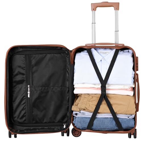 SUPER DEAL 21 Inch Carry On Luggage, Expandable Hardshell Spinner Suitcase with 360-Degree Wheels Height Adjustable Handle for Travel Business Trip, Cream White - color: Cream White