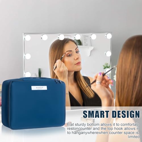 Queboom Travel Makeup Bag Cosmetic Bag Makeup Bag Toiletry bag for women and men (Navy blue) - color: Navy blue