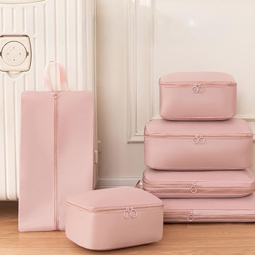 Personalized Packing Cubes Set of 6 with Custom Name, Travel Organizer Bags for Suitcase, Lightweight Luggage Storage Cubes for Clothes Shoes Toiletries, Travel Essentials