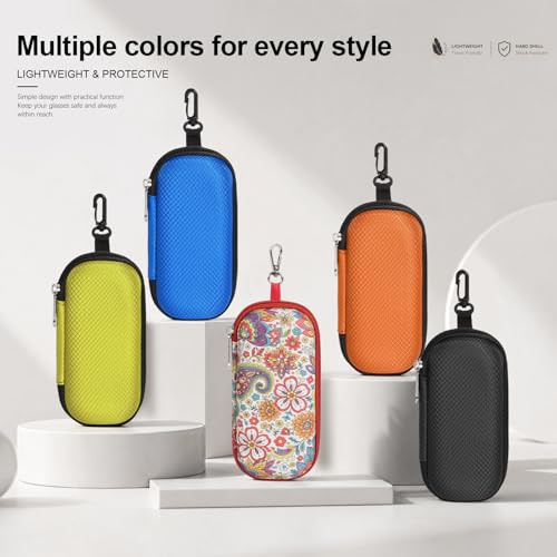 Bukere Double Eyeglasses Case with Adjustable Slots, EVA Hard-shell Travel Dual Glasses Sunglasses Organizer for Men Women - color: White Floral