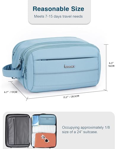 Toiletry Bag for Men & Women, Cruise Ship Travel Essentials, Shaving Dopp Kit with Dry and Wet Separation, Water-resistant Bathroom Cosmetic Organizer Bag, Makeup Accessories with Trolley Belt, Blue - color: Blue
