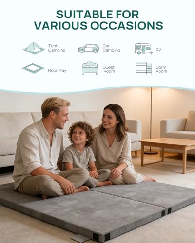 Releep 3 Inch Dual-Sided Memory Foam Camping Mattress, Waterproof Camping Sleeping Pad with Portable Pillow & Carry Bag, Roll Up Cot Mattress Mat for Guest Bed/Car/Tent - size: Single: 75*30*3"