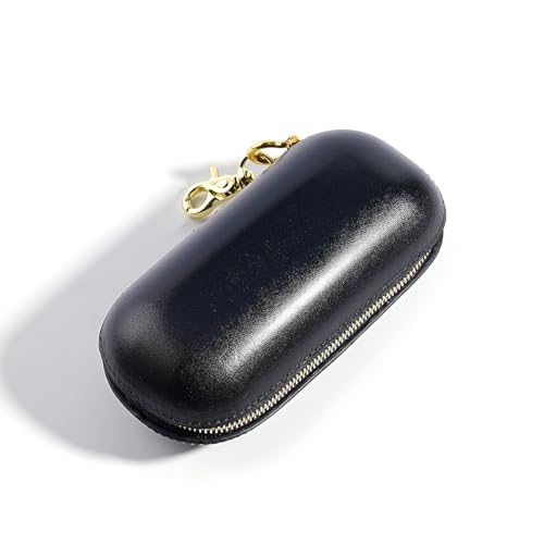 Leather eyeglass protective case - Portable travel sunglasses case - Suitable for both men and women - style: Zipper-black