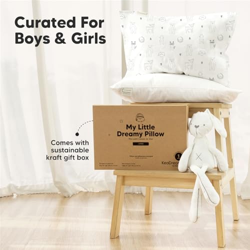 KeaBabies Organic Toddler Pillow with Pillowcase, Jumbo 14X20 - Soft Cotton Toddler Pillows for Sleeping - Machine Washable - Perfect for Travel, Toddler Bed Set (Soft White) - color: Soft White