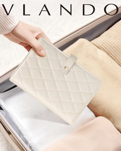VLANDO Travel Jewelry Organizer Case,Valentines Gift,Jewelry Storage Book Ring Binder with Clear Zipper Velvet Jewelry Pouches Bags for Rings,Necklace,Earrings-Cream White - color: 01.Cream White