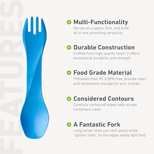 humangear GoBites Uno | Travel & Camping Utensils | Portable & Convertible Dining Ware | Multi-Functional Spork, Light Blue - color: Light Blue