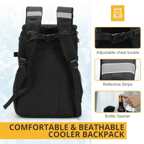 Tactical Backpack Cooler,Soft Lightweight Leakproof Cooler Backpack,Insulated Cooler Bag,Portable Soft Cooler Bag Waterproof for Beach, Travel, Camping, Picnic, Hiking - color: Black