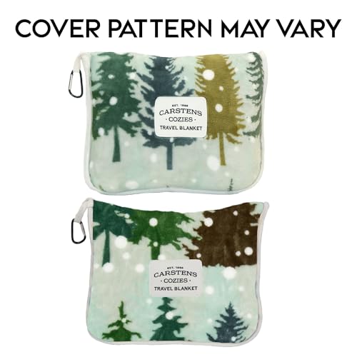 Carstens, Inc. Travel Blanket, Premium Compact 2-in-1 Airplane Blanket/Pillow, Snowflake Forest - color: Snowflake Forest