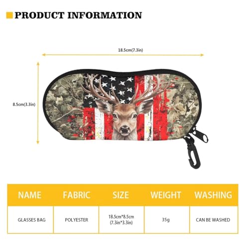 AFPANQZ Glasses Case with Carabiner Hanging Portable Neoprene Zipper Sunglasses Case Soft Lightweight - color: 3d Deer