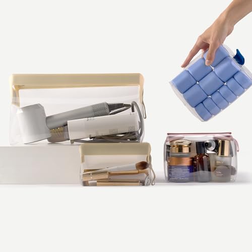 Cadence Parcel - Clear Kit with Magnetic Closure - Durable and Leak-Resistant Travel Toiletry Kit - TSA-Compliant & Modular Design - Hygiene Bag for Travel Essentials - 1 Qt - Ink - color: Ink, size: Medium