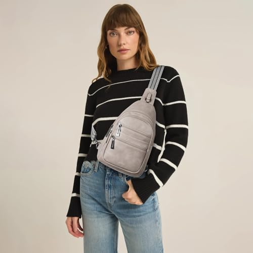 Leresas Sling Bag for Women Crossbody Bags Fanny Packs Sling Purse Backpack Shoulder Bag Vegan Leather Chic Gifts Travel Handbag Light Grey - color: Light Grey