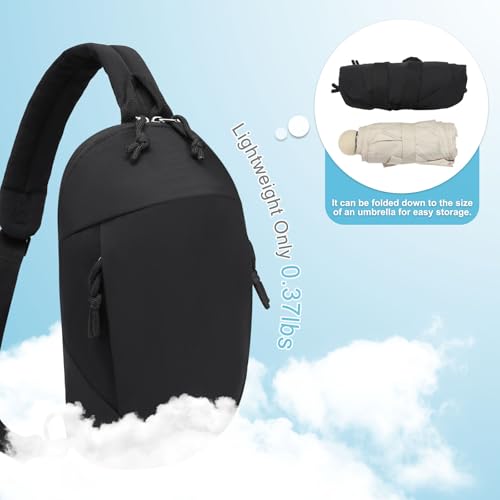 Small Sling Bag with RFID Blocking, Mini Fanny Pack for Women and Men, Convertible Crossbody Anti Theft Chest Bag for Travel Hiking Running, Black - color: Black