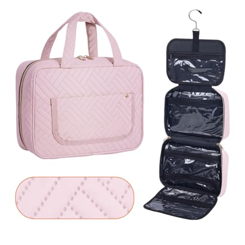 Hanging Toiletry Bag for Women Cosmetic Toiletries Travel Bag, Pink One - color: Pink One