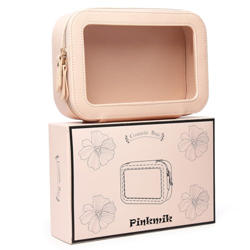Pinkmik Clear Makeup Bag Transparent Travel Case for Cosmetics and Toiletries Women's Clear Car Bag with Zipper (Pink, Small) - color: Pink, size: Small