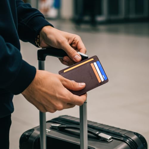Buffway Slim Minimalist Front Pocket RFID Blocking Leather Wallets for Men and Women - Cross Coffee - color: Cross Coffee