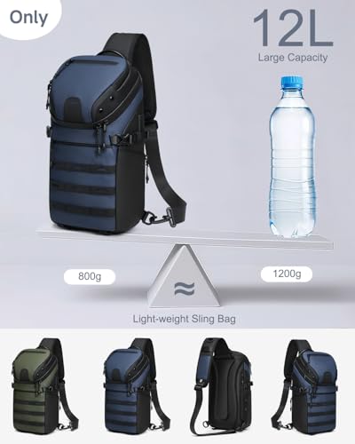 Somago Sling Backpack with USB Charging Port Water-Resistant Tactical Backpack Crossbody Chest Bag with Anti-theft Pocket (Navy) - color: Navy