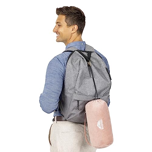 BlueHills Travel Blanket Pillow Rolled Premium Soft Plush Airplane Throw Traveling Gifts Compact in a Bag 70 X 48 inches Long Plane Flight Portable Lightweight Pink R02 - color: R02-pink