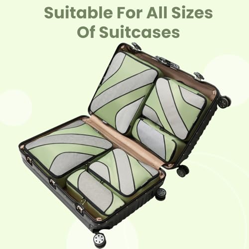 BAGAIL 6 Set Packing Cubes,Travel Luggage Packing Organizers - color: The Matcha Green, style: 6 Set