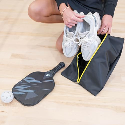 Water Resistant Travel Shoe Bags with Two Inner Pockets - Shoe Carrier Storage Cube Pouch with Zipper & Handle - Portable Shoe Bag for Gym,Traveling,Dance,Cross Country, Track & Field- Black - style: Black - 1 Pack