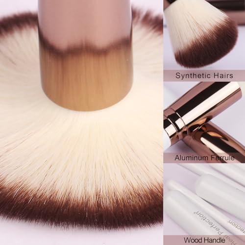 Real Perfection Makeup Brush Set 16 Pcs with 1 Eyebrow Razor Premium Synthetic Foundation Powder Concealers Eyeshadow Blush Makeup Brushes Make up Brushes Kit (White) - color: White