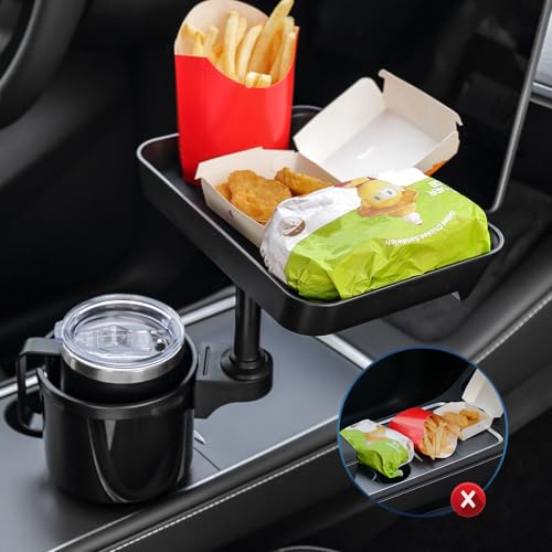 TYKOR Car Cup Holder Tray, 9.5" Car Food Tray Table for Eating | Cup Holder Expander Adapter for Car, Fits Yeti, Hydro Flask, Other Bottles and Mugs in 16-46 oz, Car Road Trip Essentials