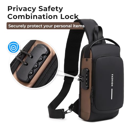 Rcrirth Sling Bag for Men | Anti-theft Crossbody Bag - Crossbody Shoulder Chest Bag for Daily use - color: Blackgold
