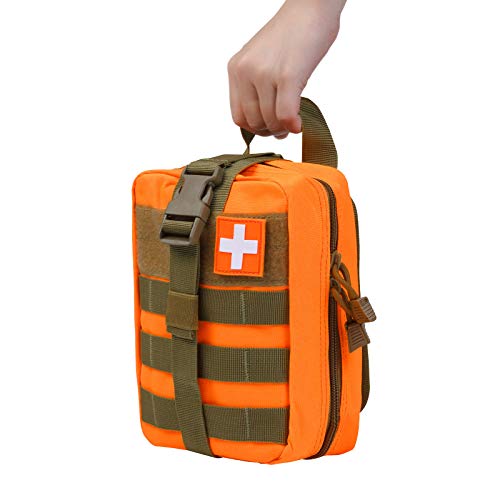 Medical Molle Pouch Tactical - 1000D Nylon First Aid Pouch, Big Capacity EMT Pouch Utility, Heavy Duty Military Grade Rip-Away Ifak Pouch for Home and Outdoor Activities(Bag Only - color: Orange