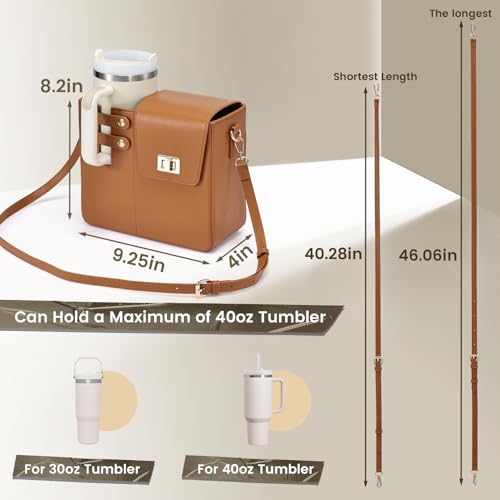 Outdoor Portable Crossbody Water Cup Purse Bag Water Bottle Carrier Bag with Phone Pocket Tumbler Carrier with Strap - color: Brown